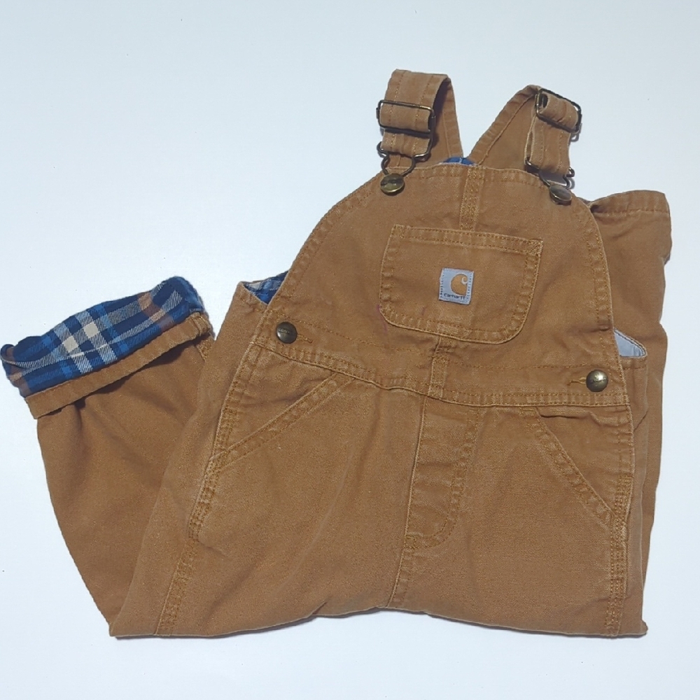 Carhartt Brown Overalls with Plaid Lining